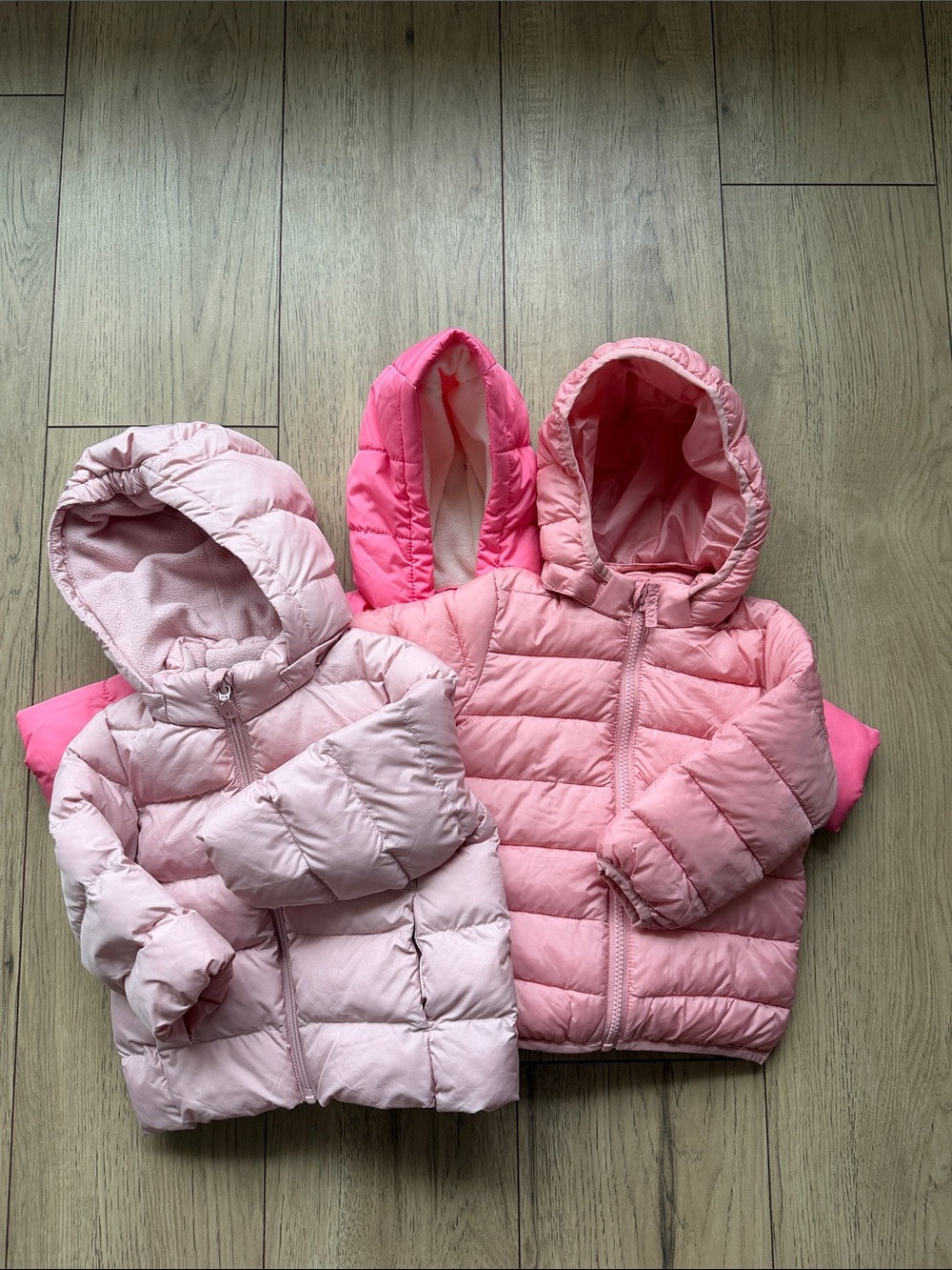 Lot of 3 Pink Winter Puffer Jackets Girls 12-18M H&M Old Navy Uniqlo Winter Coat